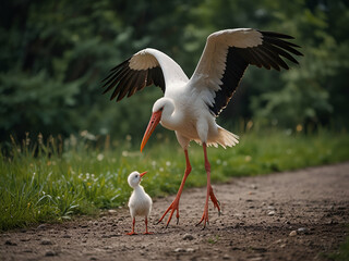 white stork in flight