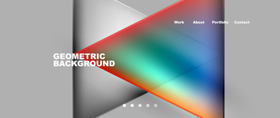 Metal triangles with colorful bright triangles. Geometric modern minimalist design template