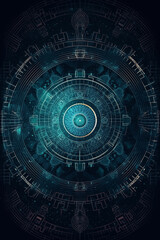 Fototapeta premium a close up of a circular object with a blue background