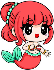 Cute Cartoon Mermaid Illustration Fantasy Character