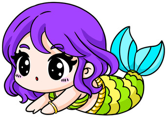 Cute Cartoon Mermaid Illustration Fantasy Character