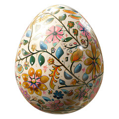 Fototapeta premium A white egg decorated with colorful floral patterns. Perfect for Easter or spring celebrations.