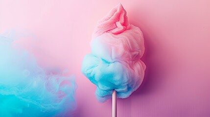 Sweet Cotton Candy on Stick in Pastel Pop Style - Fluffy treat on a colorful backdrop.