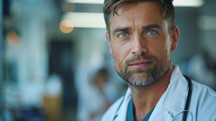 Obraz premium Portrait of a confident doctor with arms crossed in a hospital setting