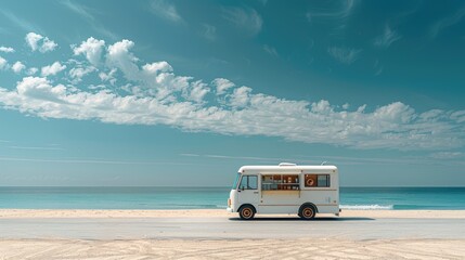 Minimalist Seaside Delight Modern Ice Cream Truck Design