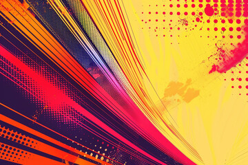 Fototapeta premium Vibrant colors and dynamic lines form a bold abstract pop style background.