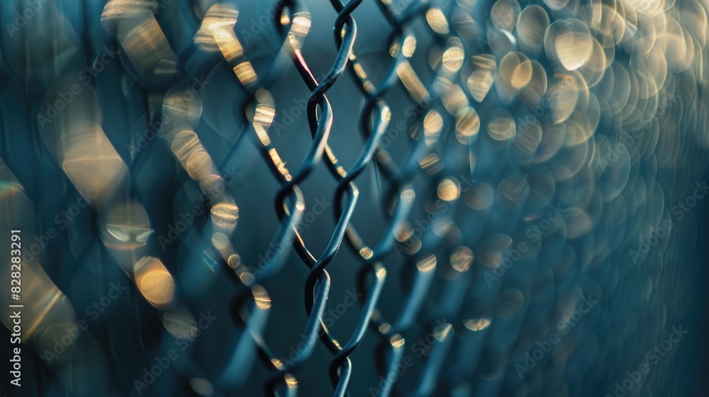 Aufkleber close up image of a metallic mesh with a blurred background