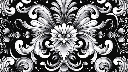 Fototapeta premium Seamless vintage motif with ornate signs in black and white