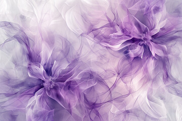 Delicate floral motifs in an ethereal abstract violet design, whimsical.