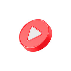 play player button icon 3d red color