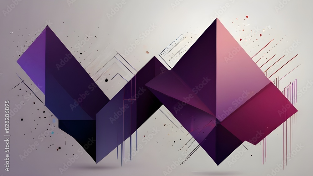 Poster abstract background with purple modern geometric shape and line graphic design generative ai