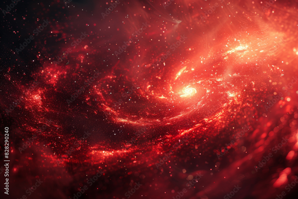 Wall mural a red galaxy with a spiral shape