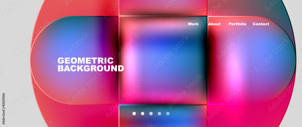 Poster Bright colorful squares with round elements minimal geometric background. Vector Illustration For Wallpaper, Banner, Background, Card, Book Illustration, landing page