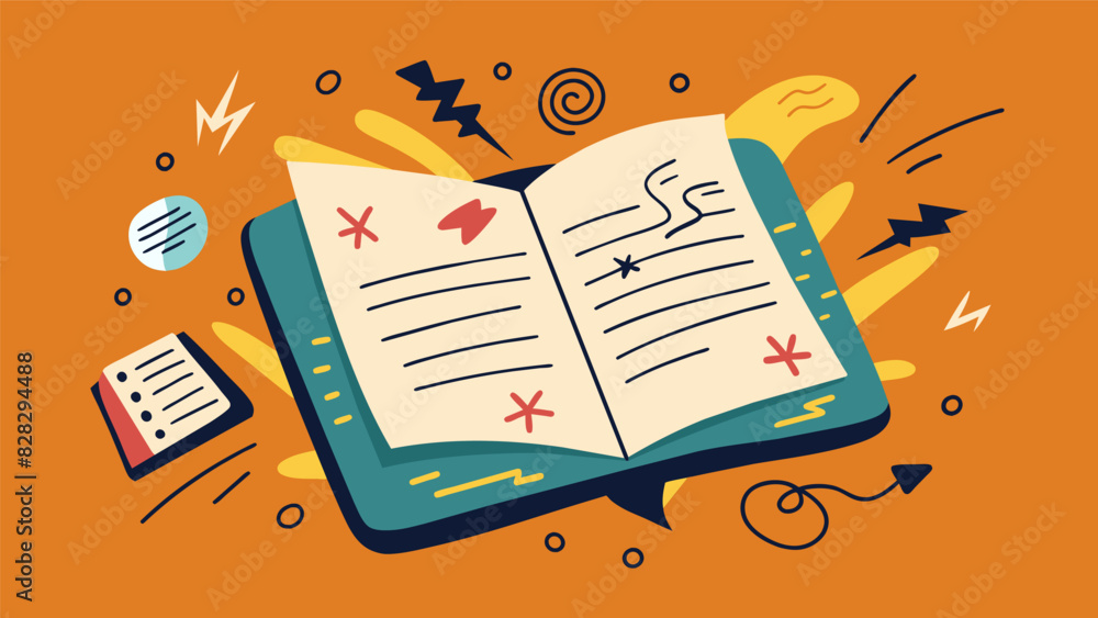 Poster a wornout journal filled with scribbles and doodles showing the intense emotions a person has worked