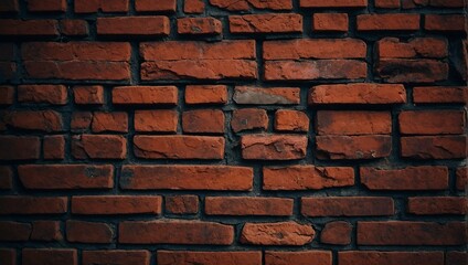 Background of cracked red bricks wall texture.