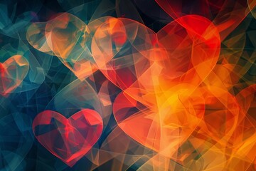 Abstract photograph of a bunch of hearts on a dark background, fortune teller concept 