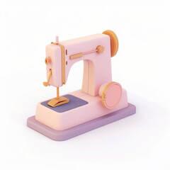 sewing machine icon in 3D style on a white background
