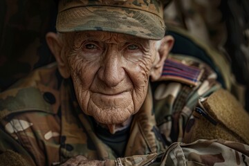 Fototapeta premium Close up of a man wearing a military uniform