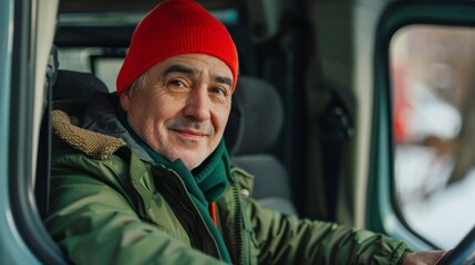 The smiling senior driver