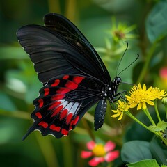 Vivid Butterfly in a Floral Encounter