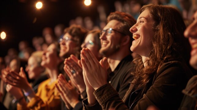 The enthusiastic applauding audience