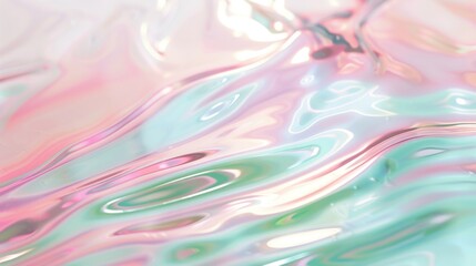 Fototapeta premium A glossy liquid surface abstract in blush pink, powder blue.