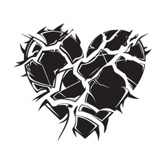 Broken Heart Vector Image. Shattered Heart Vector Images on white background