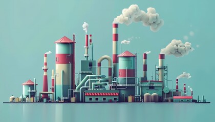 Obraz premium Imagine a flat design of a factory with a carbon capture device