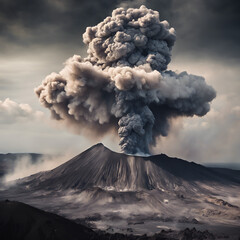 Ominous clouds of smoke and ash that billow out of a volcano during an eruption
