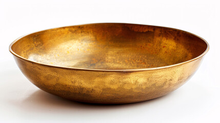 Antique brass bowl. An image of an antique brass bowl on a white background. Perfect for projects related to history, antiques, or interior design.