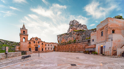 View of the ancient town of Matera, Sassi di Matera in Basilicata, southern Italy