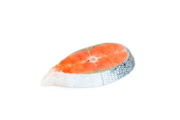 Fresh salmon fillet isolated on white background, Salmon fish sliced , Raw food