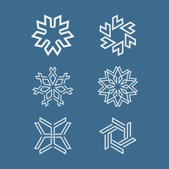 Premium Isolated Snowflake tattoo vector | Abstract geometric snowflake made of blue lines festive decoration