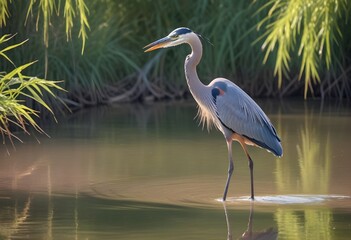 A majestic great blue heron with long legs and a s (2)