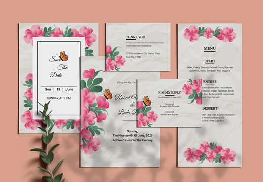 Floral Wedding Invitation Suite Layout
