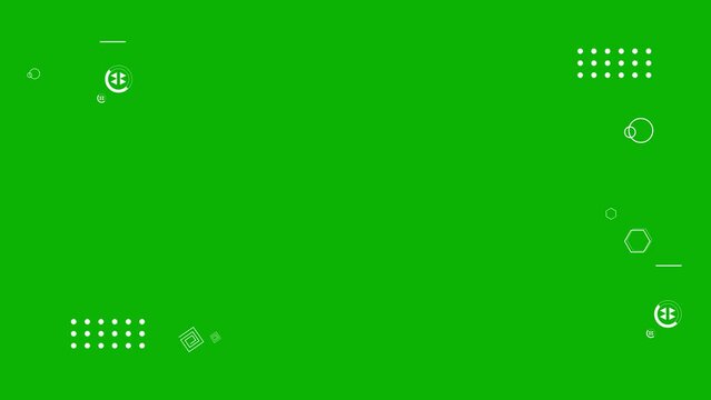 Overlay abstract motion graphic design elements, 2d animation of geometric shapes 4k motion graphic animated video on green screen background