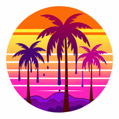 silhouette on the beach Summer T-Shirt Design