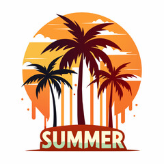 silhouette on the beach Summer T-Shirt Design