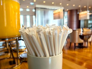 Paper straw at the bar restaurant.