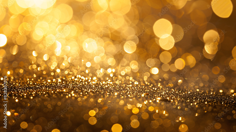 Aufkleber golden glitter sparkle texture with bokeh. abstract golden glitter texture with bokeh effect, perfec