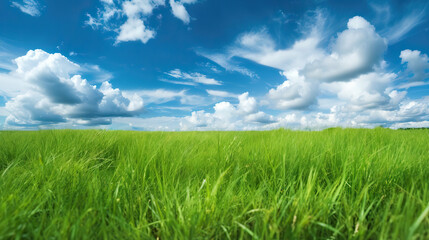Obraz premium Green Field with Blue Skies: Radiant Pastoral Perfection 