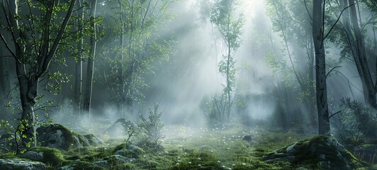 "Mysterious Path Through a Misty Forest"