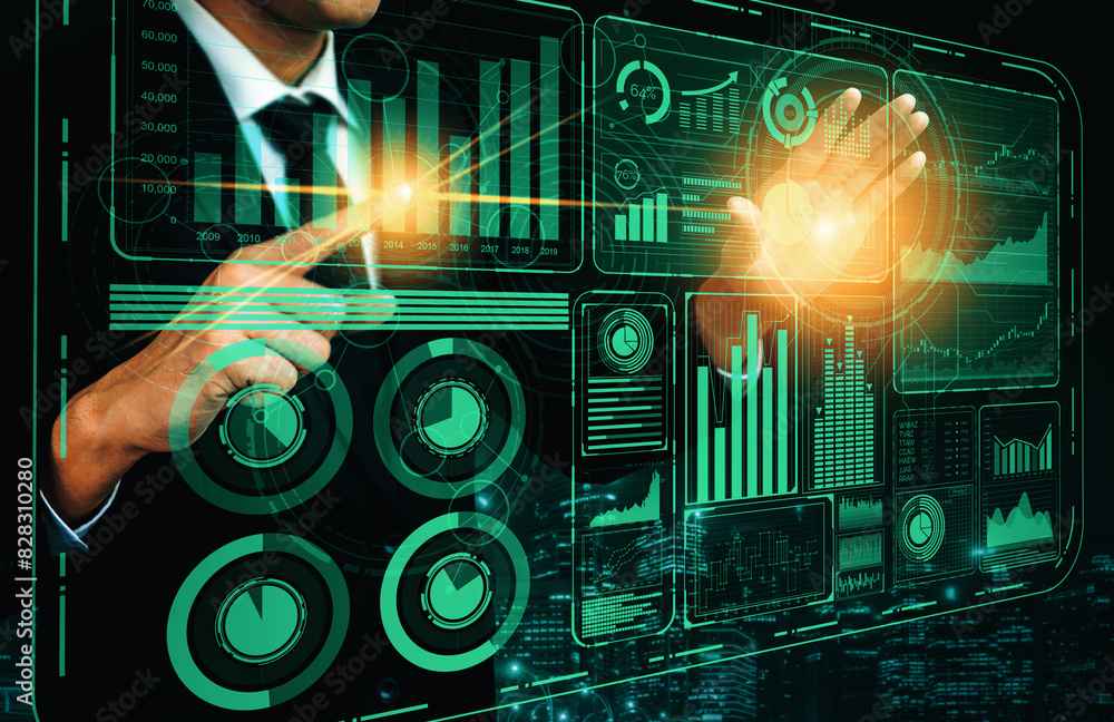 Aufkleber big data technology for business finance analytic concept. modern interface shows massive informatio