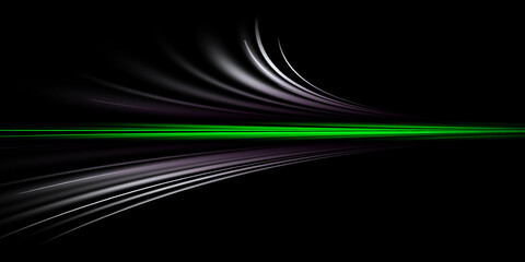 Beautiful Abstract dark Background with Speed Silky Green And Gray Wave Shapes