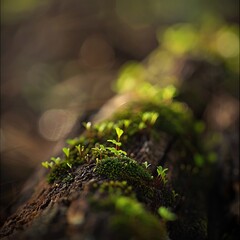 "Vibrant Moss and Lichen Growth on a Tree Stump in Nature"