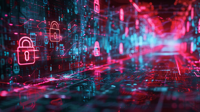 Cybersecurity shield enveloping a digital city symbolizing protection and crime prevention in the digital age