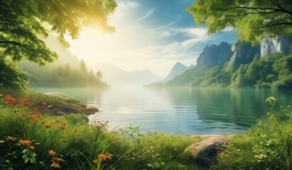 lake in the mountains Capturing Nature: Focused Background