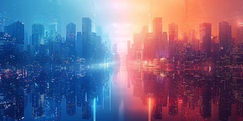 Modern skyscrapers of a smart city, architectural background