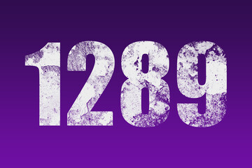 flat white grunge number of 1289 on purple background.	