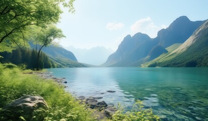 lake in the mountains Natural Harmony: Background Details